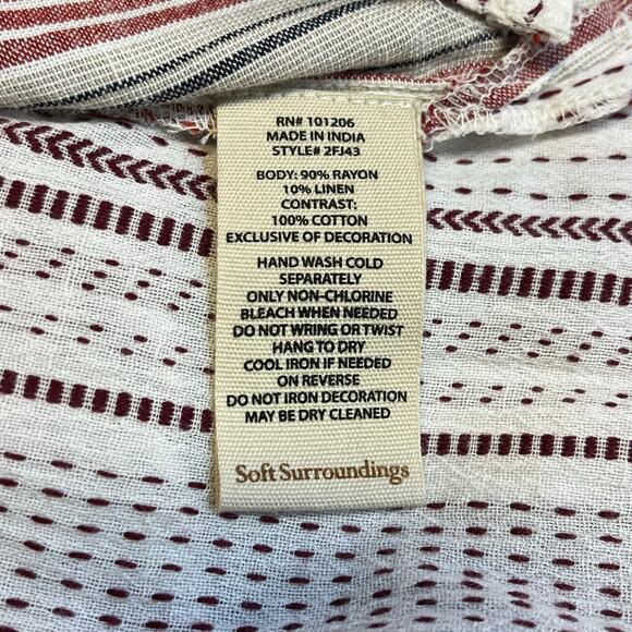 Soft Surroundings NWT Women's Linen Blend Striped Beaded Jeweled Tunic Top Large - Picture 7 of 8